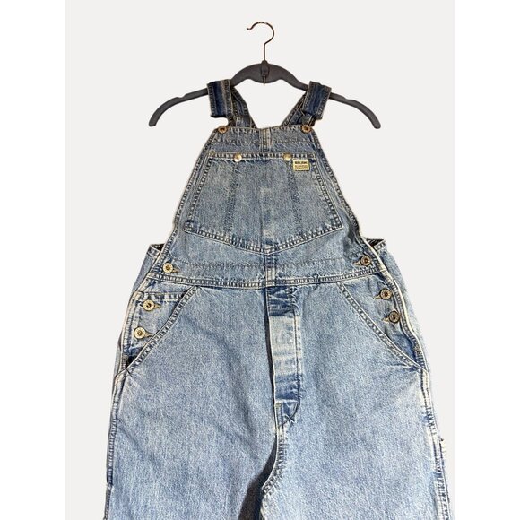 Guess Jeans Women's Vintage Denim Overalls Light Wash Adjustable Straps Button - Picture 2 of 14